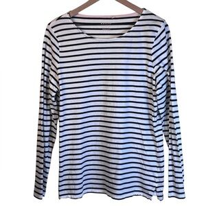 Boden Black WhiteStriped Long Sleeve Shirt Top Size 16/18